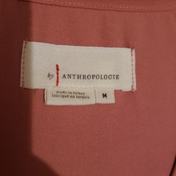 Anthropologie Pink Coral Salmon Wrap Style Top Size Medium Short Sleeve - Picture 14 of 14